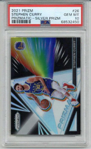 2021 PANINI PRIZM PRIZMATIC SILVER PRIZM #26 STEPHEN CURRY WARRIORS PSA 10