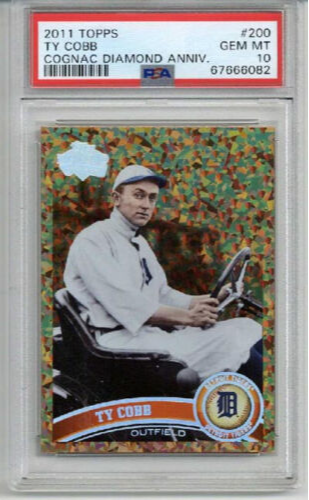 2011 TOPPS COGNAC DIAMOND ANNIVERSARY #200 TY COBB TIGERS PSA 10 LOW POP 3 RARE