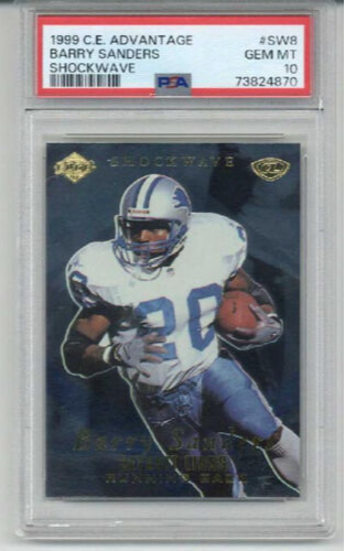 1999 COLLECTOR'S EDGE ADVANTAGE SHOCKWAVE #SW8 BARRY SANDERS LIONS PSA 10