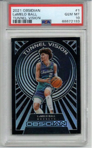 2021 PANINI OBSIDIAN TUNNEL VISION #1 LaMELO BALL HORNETS PSA 10 LOW POP 1 RARE