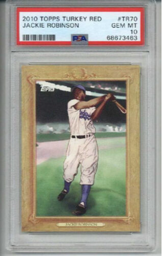 2010 TOPPS TURKEY RED #TR70 JACKIE ROBINSON BROOKLYN DODGERS PSA 10 LOW POP