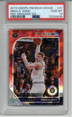 2019 PANINI HOOPS PREMIUM STOCK RED CRACKED ICE #47 NIKOLA JOKIC PSA 10