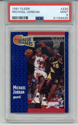 1991 FLEER #220 MICHAEL JORDAN BASKETBALL CARD CHICAGO BULLS PSA 9 MINT LOW POP
