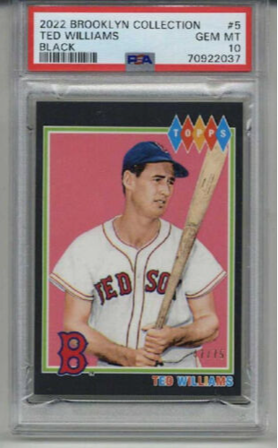 2022 TOPPS BROOKLYN COLLECTION BLACK TED WILLIAMS LE 47/75 RED SOX PSA 10