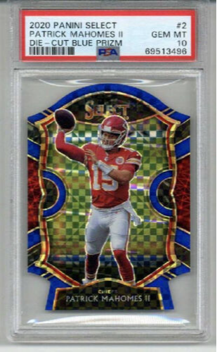 2020 PANINI SELECT DIE CUT BLUE PRIZM #2 PATRICK MAHOMES II CHIEFS PSA 10