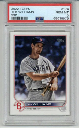 2022 TOPPS #174 TED WILLIAMS BOSTON RED SOX PSA 10 SSP LOW POP