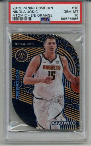 2019 PANINI OBSIDIAN ATOMIC E/E ORANGE NIKOLA JOKIC LE /35 NUGGETS PSA 10