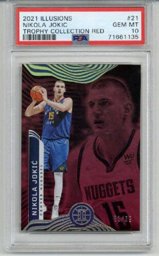 2021 PANINI ILLUSIONS TROPHY COLLECTION RED #21 NIKOLA JOKIC /99 PSA 10