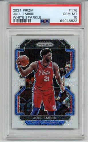 2021 PANINI PRIZM WHITE SPARKLE #176 JOEL EMBIID 76ERS PSA 10 LOW POP