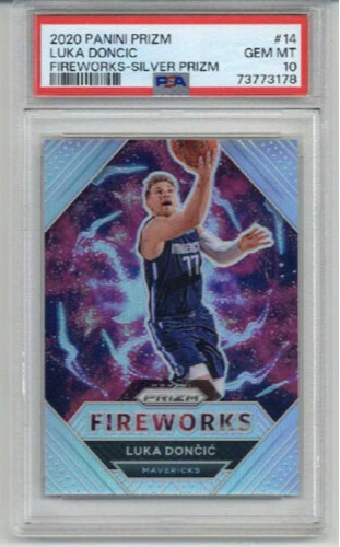 2020 PANINI PRIZM FIREWORKS SILVER PRIZM #14 LUKA DONCIC MAVERICKS PSA 10 RARE