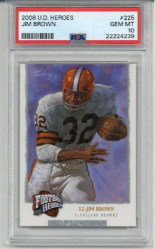 2008 UPPER DECK HEROES #225 JIM BROWN CARD CLEVELAND BROWNS PSA 10 LOW POP RARE