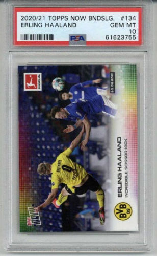 2020/21 TOPPS NOW BUNDESLIGA INCREDIBLE SCISSOR KICK #134 ERLING HAALAND PSA 10