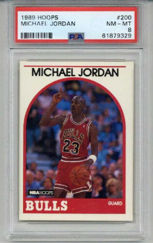 1989 HOOPS #200 MICHAEL JORDAN CHICAGO BULLS PSA 8 NM-MT NEW LABEL LOW POP RARE