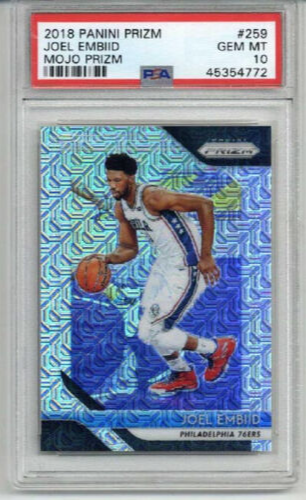 2018 PANINI PRIZM MOJO PRIZM #259 JOEL EMBIID LE 10/25 76ERS PSA 10