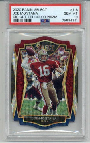 2020 PANINI SELECT DIE CUT TRI COLOR PRIZM JOE MONTANA 49ERS PSA 10 LOW POP