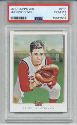 2010 TOPPS 206 JOHNNY BENCH CARD CINCINNATI REDS PSA 10 LOW POP