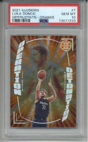 2021 PANINI ILLUSIONS OPERATION DETONATION ORANGE #7 LUKA DONCIC PSA 10