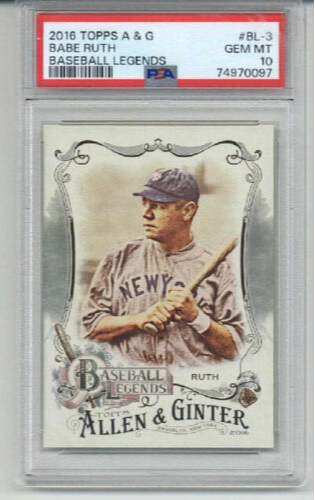 2016 TOPPS ALLEN & GINTER BASEBALL LEGENDS #BL-3 BABE RUTH YANKEES PSA 10