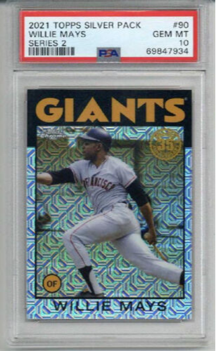 2021 TOPPS SILVER PACK 1986 CHROME PROMO SERIES 2 #90 WILLIE MAYS PSA 10