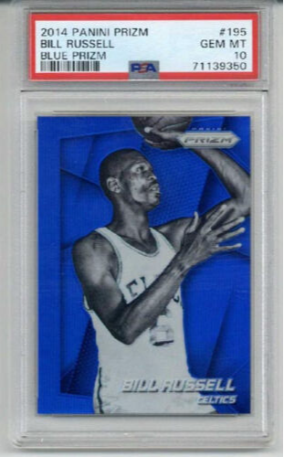 2014 PANINI PRIZM BLUE PRIZM #195 BILL RUSSELL /99 BOSTON CELTICS PSA 10