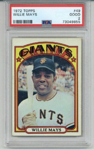 1972 TOPPS #49 WILLIE MAYS CARD SAN FRANCISCO GIANTS PSA 2 CENTERED BEAUTY RARE