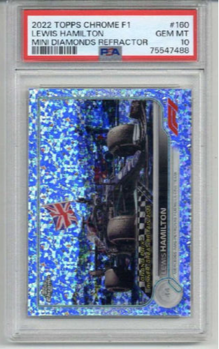 2022 TOPPS CHROME F1 MINI DIAMONDS REFRACTOR LEWIS HAMILTON /299 PSA 10