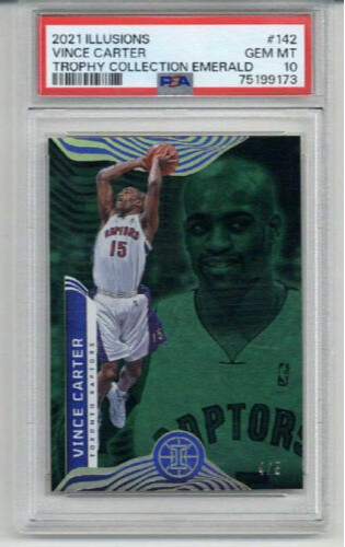2021 PANINI ILLUSIONS TROPHY COLLECTION EMERALD VINCE CARTER /5 PSA 10 LOW POP