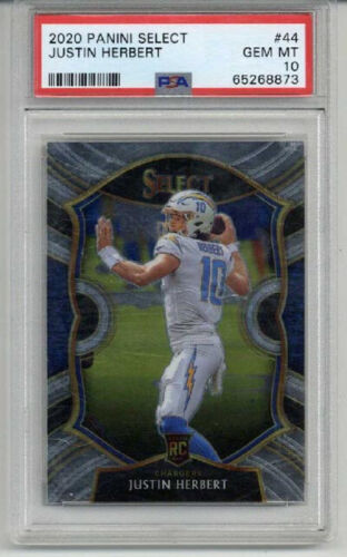 2020 PANINI SELECT #44 JUSTIN HERBERT LOS ANGELES CHARGERS ROOKIE PSA 10 LOW POP