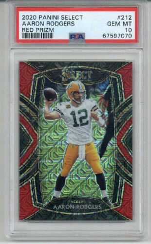 2020 PANINI SELECT RED PRIZM #212 AARON RODGERS LE /49 PACKERS PSA 10 LOW POP