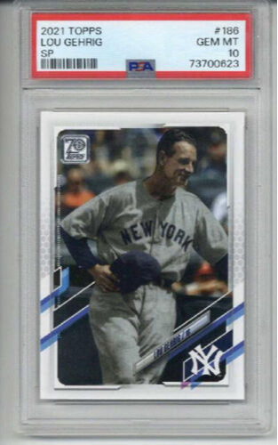 2021 TOPPS #186 LOU GEHRIG CARD NEW YORK YANKEES PSA 10 SP LOW POP