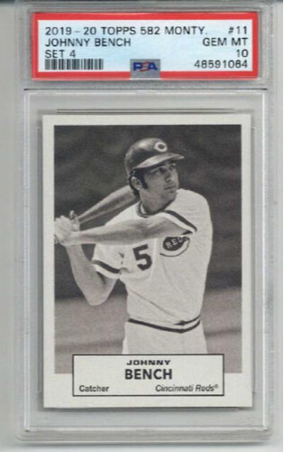 2019-20 TOPPS 582 MONTGOMERY SET 4 #11 JOHNNY BENCH REDS PSA 10 LOW POP