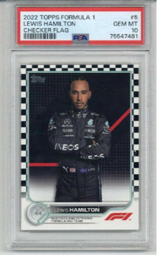 2022 TOPPS CHROME F1 CHECKER FLAG LEWIS HAMILTON CARD PSA 10 LOW POP