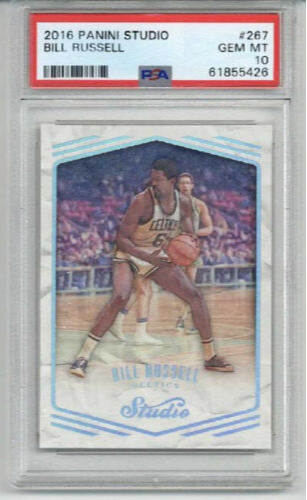 2016 PANINI STUDIO #267 BILL RUSSELL CARD BOSTON CELTICS PSA 10 LOW POP