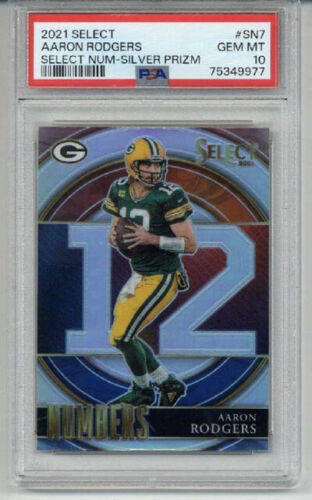 2021 PANINI SELECT SELECT NUMBERS SILVER PRIZM #SN7 AARON RODGERS CARD PSA 10
