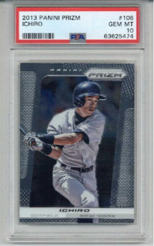 2013 PANINI PRIZM #106 ICHIRO SUZUKI CARD NEW YORK YANKEES PSA 10 LOW POP RARE