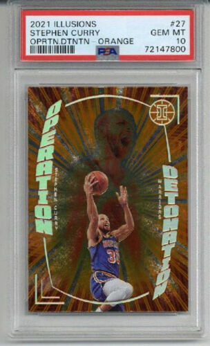 2021 PANINI ILLUSIONS OPERATION DETONATION ORANGE STEPHEN CURRY WARRIORS PSA 10