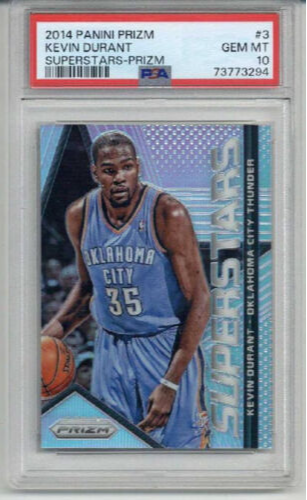2014 PANINI PRIZM SUPERSTARS PRIZM #3 KEVIN DURANT OKC THUNDER PSA 10 LOW POP