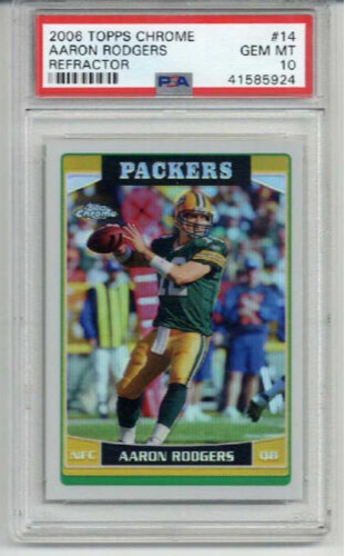 2006 TOPPS CHROME REFRACTOR #14 AARON RODGERS PACKERS PSA 10 LOW POP RARE