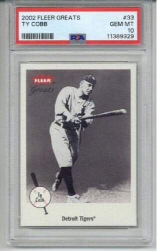 2002 FLEER GREATS #33 TY COBB CARD DETROIT TIGERS PSA 10 LOW POP