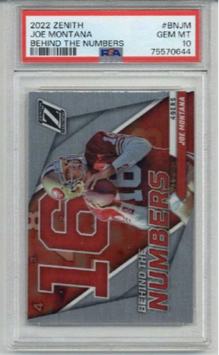 2022 PANINI ZENITH BEHIND THE NUMBERS #BNJM JOE MONTANA 49ERS PSA 10 LOW POP