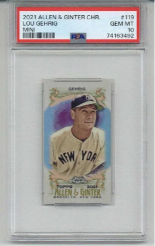 2021 TOPPS ALLEN & GINTER CHROME MINI LOU GEHRIG CARD YANKEES PSA 10 LOW POP