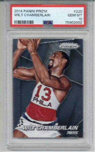 2014 PANINI PRIZM #220 WILT CHAMBERLAIN CARD PHILADELPHIA 76ERS PSA 10 LOW POP