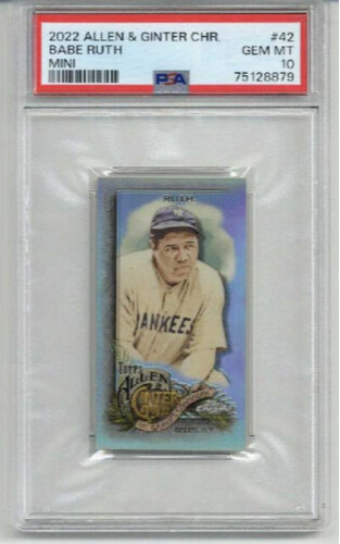2022 TOPPS ALLEN & GINTER CHROME MINI BABE RUTH CARD YANKEES PSA 10 LOW POP