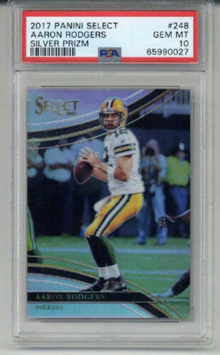 2017 PANINI SELECT SILVER PRIZM #248 AARON RODGERS CARD PACKERS PSA 10 LOW POP