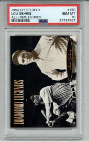 1994 UPPER DECK ALL TIME HEROES LOU GEHRIG CARD NEW YORK YANKEES PSA 10