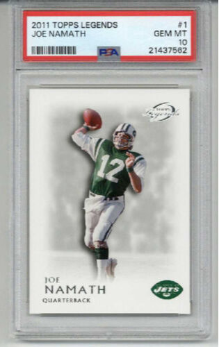 2011 TOPPS LEGENDS JOE NAMATH CARD NEW YORK JETS PSA 10 LOW POP