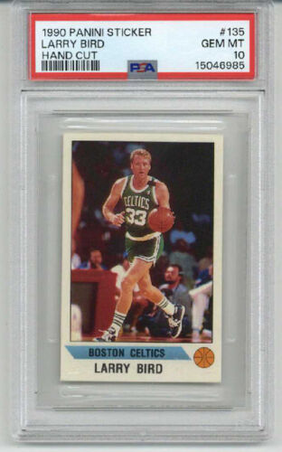1990 PANINI STICKER HAND CUT #135 LARRY BIRD BOSTON CELTICS PSA 10 LOW POP RARE