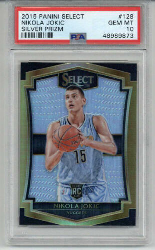 2015 PANINI SELECT SILVER PRIZM #128 NIKOLA JOKIC ROOKIE RC CARD PSA 10 LOW POP