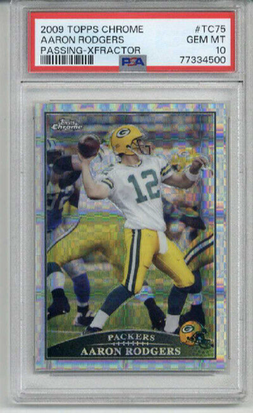 2009 TOPPS CHROME PASSING XFRACTOR #TC75 AARON RODGERS PACKERS PSA 10 LOW POP