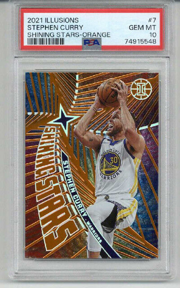2021 PANINI ILLUSIONS SHINING STARS ORANGE #7 STEPHEN CURRY PSA 10 LOW POP RARE